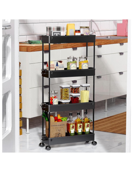 Carro de Almacenamiento Rodante SPACEKEEPER 4 Niveles Negro Carro de Almacenamiento Rodante SPACEKEEPER 4 Niveles Negro