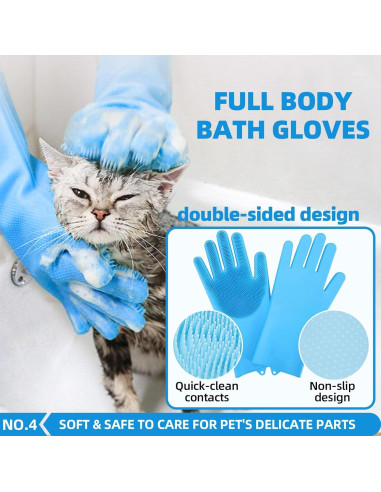 Kit de Cuidado para Mascotas KUEIOX - Cepillo, Toalla y Guantes