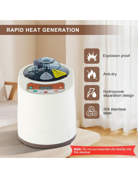Sauna de Vapor Portátil Smartmak 2L Control Remoto Champán Sauna de Vapor Portátil Smartmak 2L Control Remoto Champán