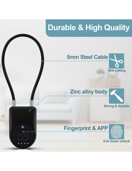 Candado Inteligente Biométrico Dhiedas P2BF 9.14 cm Bluetooth Candado Inteligente Biométrico Dhiedas P2BF 9.14 cm Bluetooth