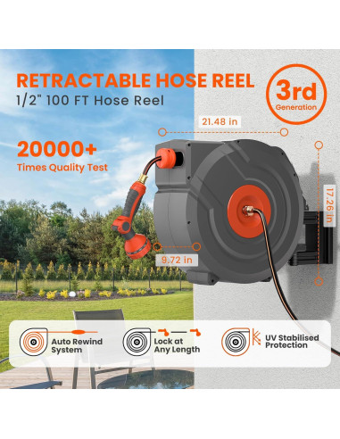 Manguera de Jardín Retráctil DRINCOSH 30m x 1.27cm Automática