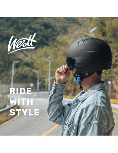 Casco de Moto Abierto Westt Rover S, Certificado DOT, 1.1 kg