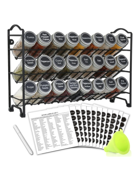 Organizador de Especias SWOMMOLY 3 Niveles con 24 Tarros y Etiquetas Organizador de Especias SWOMMOLY 3 Niveles con 24 Tarros y Etiquetas
