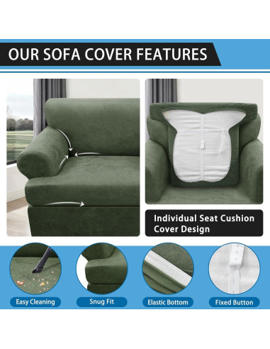 Funda de Sillón T Pfrstuv Verde Militar 2 Piezas Lavable