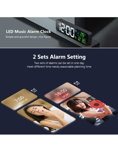 Reloj Digital Despertador Abovsare LED Grande con Temperatura