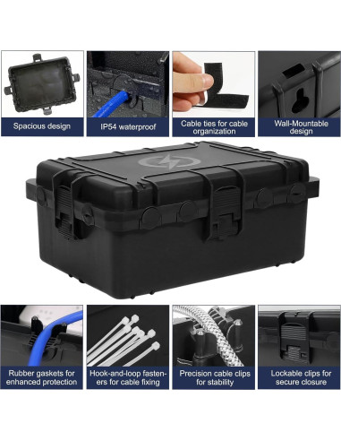 Caja Eléctrica Exterior Impermeable OUTDSPLY IP54 Negra 30.48x22.86cm