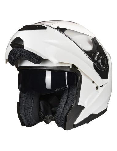 Casco de Moto ILM DP998 Modular Doble Visera Blanco Pequeño