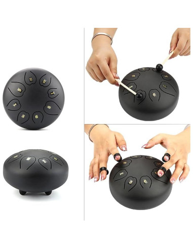 Tambor de Lengua de Acero Hsyok 15.24 cm 8 Notas Negro