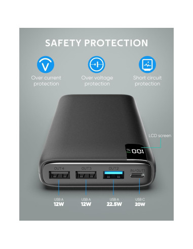 Cargador Portátil CONXWAN 26800mAh Carga Rápida USB-C
