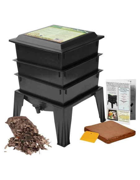 Compostador Worm Factory Básico 3 Bandejas Negro - Vermicompostaje Compostador Worm Factory Básico 3 Bandejas Negro - Vermicompostaje