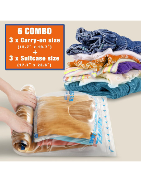 6 Bolsas de Compresión HIBAG para Viaje y Almacenamiento 6 Bolsas de Compresión HIBAG para Viaje y Almacenamiento