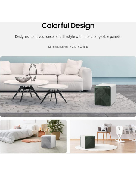 Purificador de Aire Samsung Bespoke Cube HEPA 35W Verde 32.5m Purificador de Aire Samsung Bespoke Cube HEPA 35W Verde 32.5m