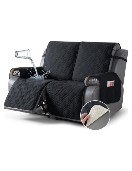 Funda de Loveseat Reclinable TAOCOCO 2 Asientos Impermeable Negra Funda de Loveseat Reclinable TAOCOCO 2 Asientos Impermeable Negra