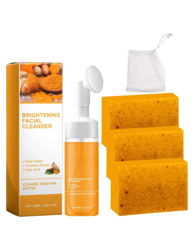 Juego de Lavado Facial y Jabón de Cúrcuma Peehss 2 Piezas
