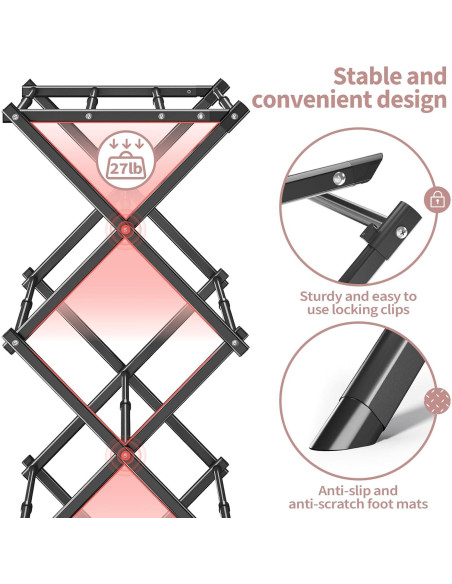 Estante para Secar Ropa APEXCHASER Expandible 3 Niveles Metal Negro Estante para Secar Ropa APEXCHASER Expandible 3 Niveles Metal Negro