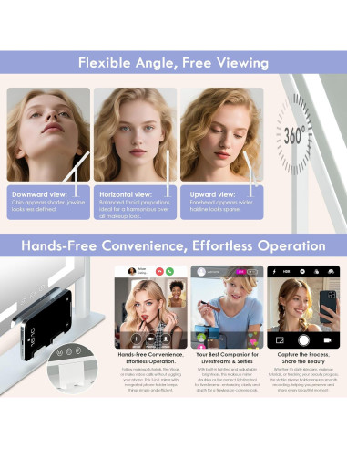 Espejo de Maquillaje LuxeVue con Luces y Aumento 15X - Blanco