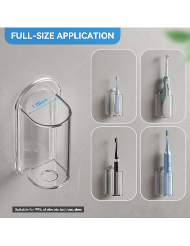 Soporte de Cepillos de Dientes Eléctricos MOPMS 2 Piezas Transparente