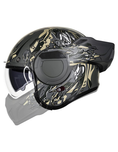 Casco Modular ILM B707 Verde Militar para Motocicleta L