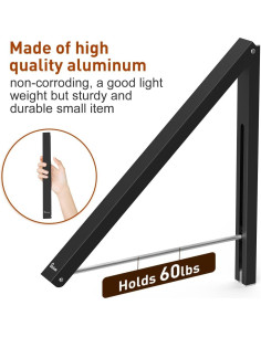 Perchero Plegable de Pared Anjuer - Aluminio Negro 32x29 cm 2