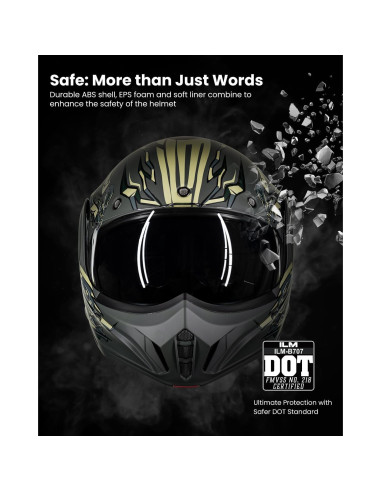 Casco Modular ILM B707 Verde Militar para Motocicleta L