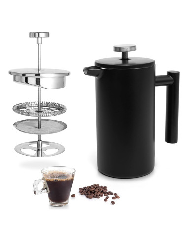 Prensa Francesa Mixpresso 770ml Acero Inoxidable Negra