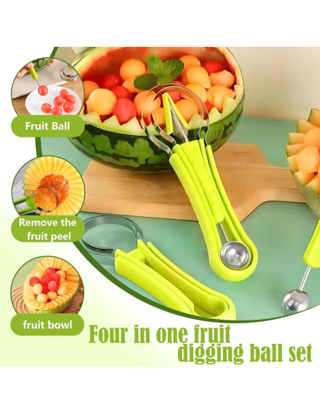 Conjunto de cucharas para melón Suuker 4 en 1 acero inoxidable Conjunto de cucharas para melón Suuker 4 en 1 acero inoxidable