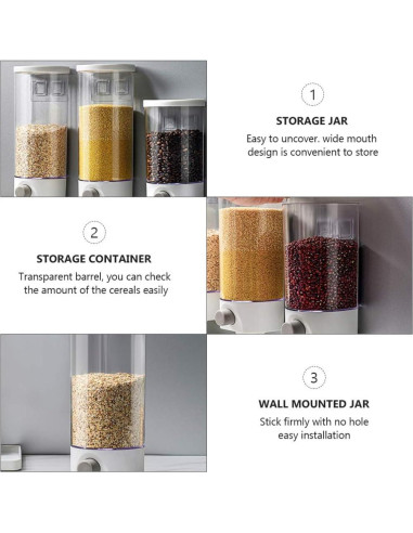 Dispensador de Arroz Kichvoe Montado en Pared 1L Hermético
