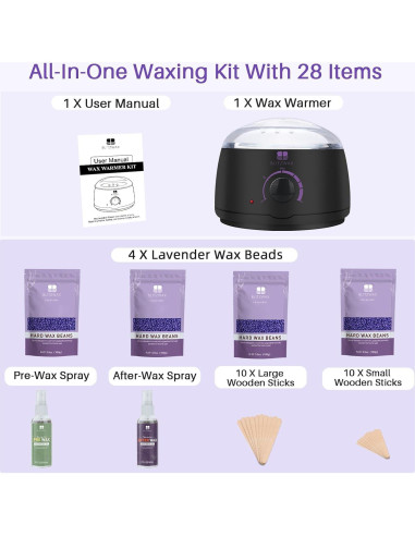 Kit de Depilación BLITZWAX con Calentador de Cera y 28 Accesorios