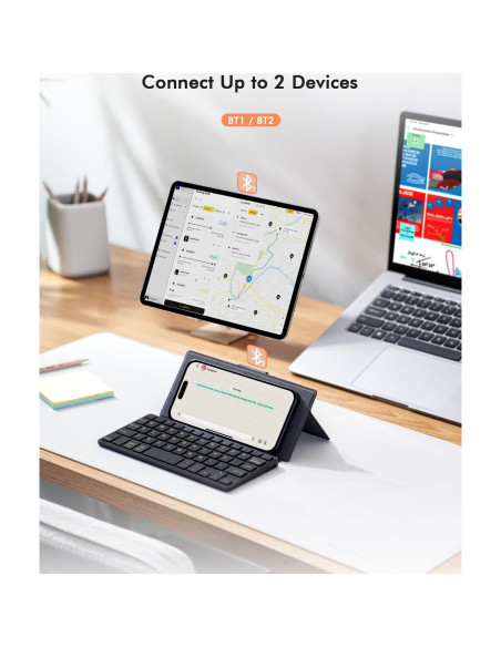 Teclado Bluetooth Universal Doohoeek con Soporte Ajustable Teclado Bluetooth Universal Doohoeek con Soporte Ajustable