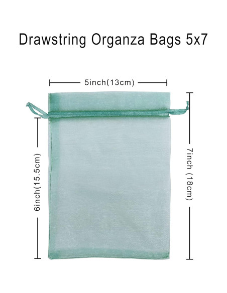 100 Bolsas de Organza Teal 13x18 cm con Cierre de Cuerda 100 Bolsas de Organza Teal 13x18 cm con Cierre de Cuerda