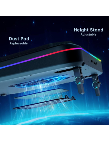 Soporte de Enfriamiento para Laptop OImaster 12-19" RGB Ajustable