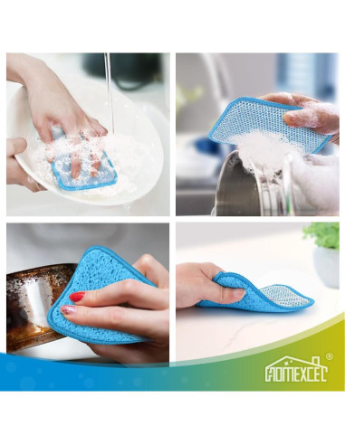 HOMEXCEL Paquete de 12 Paños de Fregar y Limpiar Azul