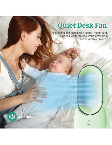 Ventilador de Mesa CONBOLA F1 Recargable 30 cm Verde Silencioso