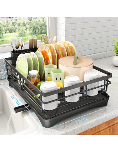 Escurridor de Platos SAYZH de Acero Inoxidable Negro 42.4x30cm