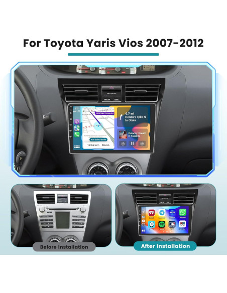 Radio de Coche Roinvou 2+32G para Toyota Yaris 2007-2012 Radio de Coche Roinvou 2+32G para Toyota Yaris 2007-2012