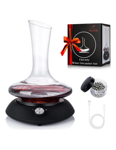 Juego de Decantador de Vino Eléctrico Youyah 750ml con Mezclador