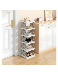 Estante para zapatos HUYFGDYSA 6 niveles colapsable gris 86 cm