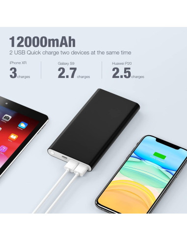 Cargador Portátil Pilot 4GS 12000mAh Carga Rápida USB Doble