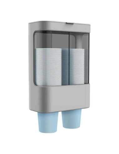Dispensador de Tazas LBTING Montado en Pared Doble Tubo Gris