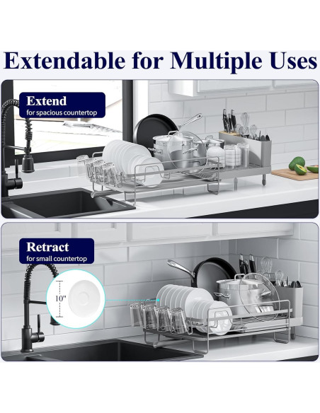 Estante para Secar Platos Kitsure Expandible 32.8x48.8-67.7 cm Estante para Secar Platos Kitsure Expandible 32.8x48.8-67.7 cm