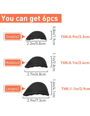 Rellenos para Zapatos UamGlsob - 3 Pares Ajustables Negros