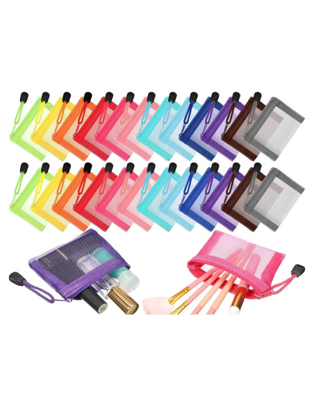Jexine 24 Mini Bolsas de Malla con Cremallera para Maquillaje Jexine 24 Mini Bolsas de Malla con Cremallera para Maquillaje