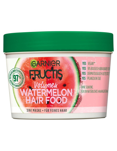 Mascarilla Garnier Fructis Hairfood Sandía 390 ml Hidratante 3-en-1