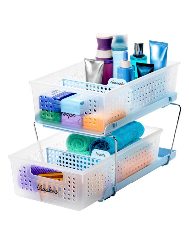 Organizador de Plástico Madesmart 2 Niveles Azul 36.4x22.9x15.9 cm