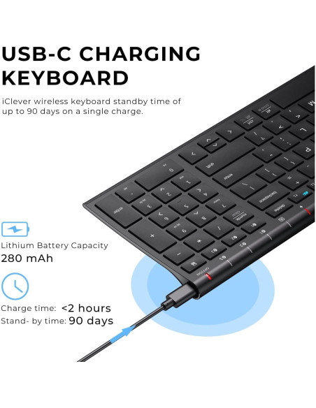 Teclado Inalámbrico iClever BK10 Bluetooth 5.1 Español Compacto Teclado Inalámbrico iClever BK10 Bluetooth 5.1 Español Compacto