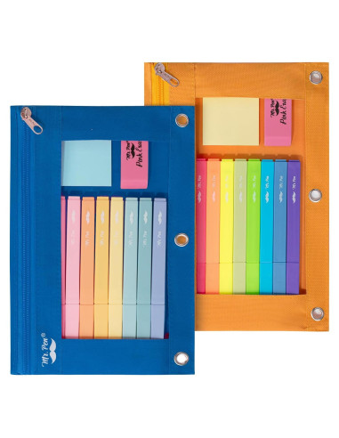 Estuche de Lápices Mr. Pen 2 Paquete Azul y Naranja