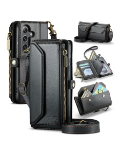 Funda de Cartera Strapurs para Samsung Galaxy S25 5G - Negro