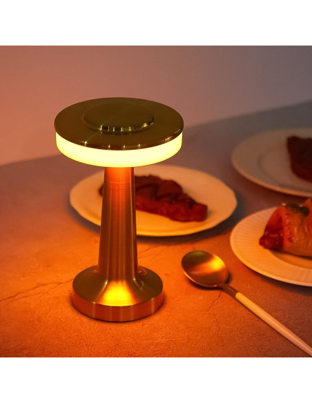 Conjunto de 2 lámparas de mesa LED Riakrum doradas portátiles Conjunto de 2 lámparas de mesa LED Riakrum doradas portátiles