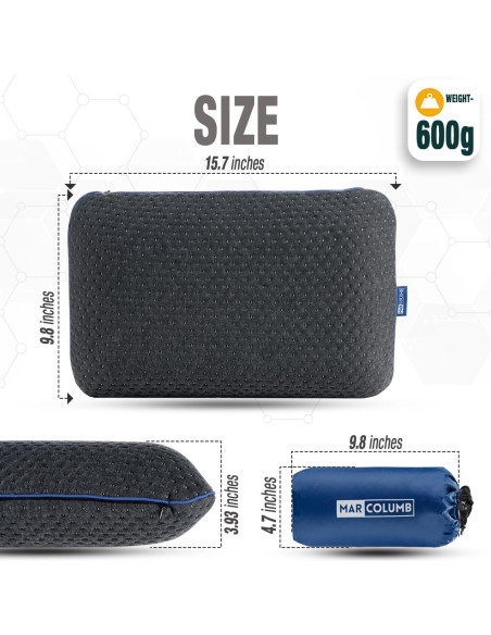 Almohada de Viaje Marcolumb Espuma de Memoria Gris 40x25cm Almohada de Viaje Marcolumb Espuma de Memoria Gris 40x25cm