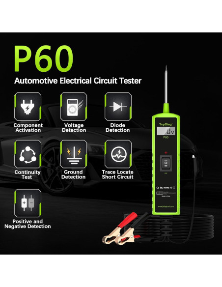 Probador de Circuito Automotriz TopDiag P60 6V-24V Probador de Circuito Automotriz TopDiag P60 6V-24V